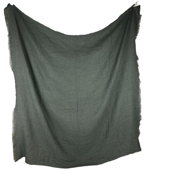 Dark Gray Acrylic Blanket-Style Scarf With Frayed Edges For Women OS - Picture 2 of 4